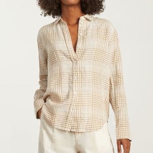 Everlane - The Linen Relaxed Shirt - Iced Coffee Grid - Size 8